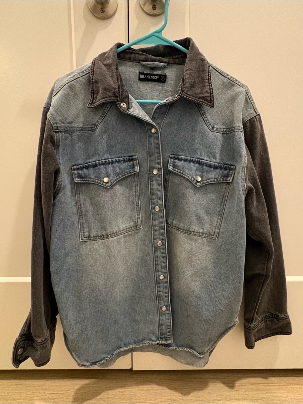 Blank NYC Two-Tone blue/Charcoal Denim Jacket